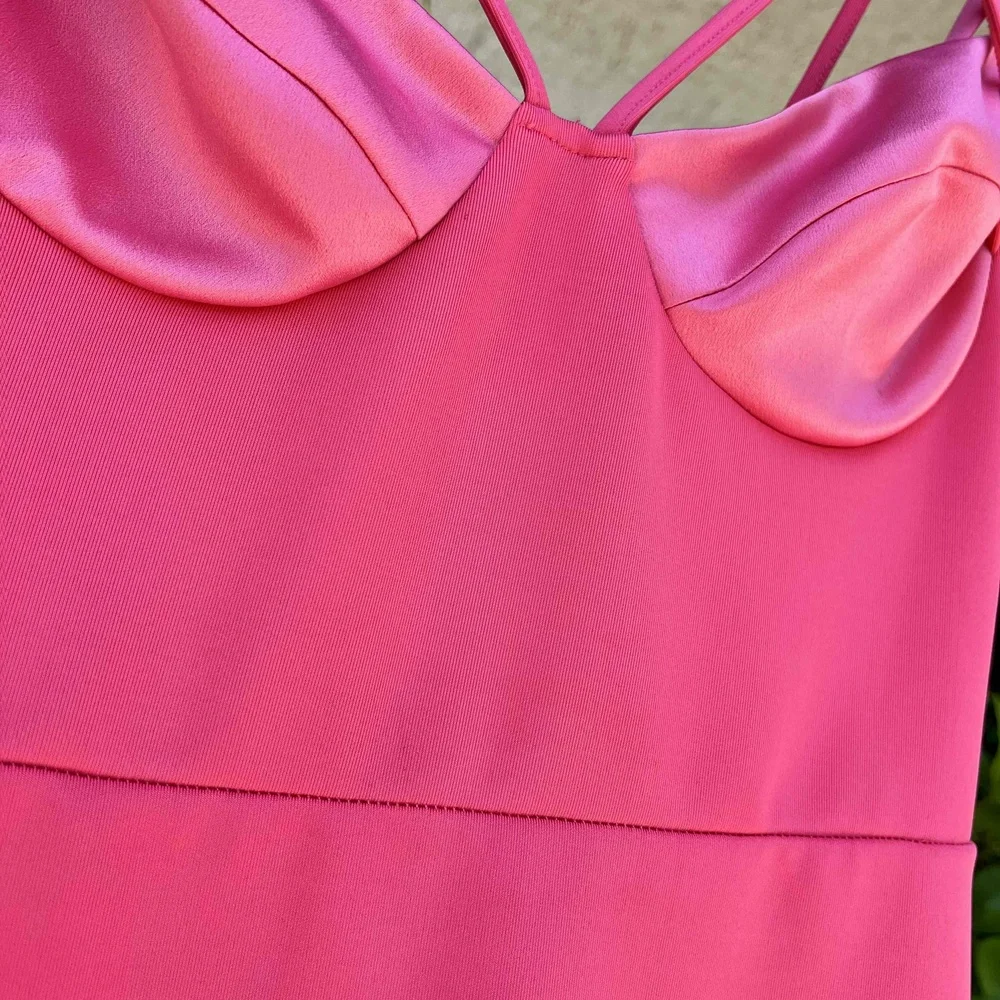 Revolve Pink Satin Caged Detail Bustier Bodycon Mini Dress Sample Size Small - Picture 4 of 8
